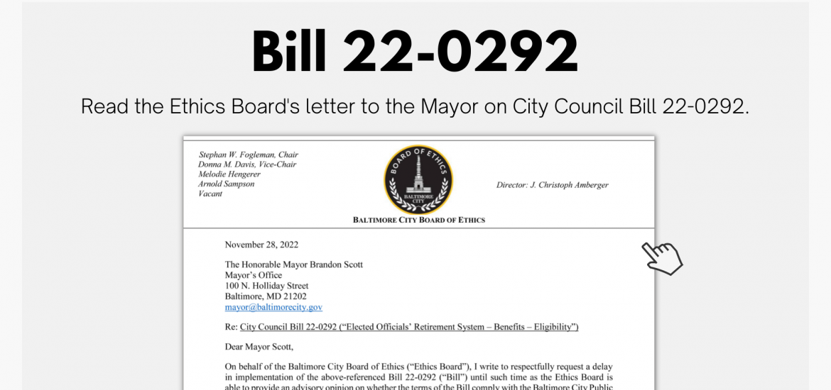 Read the Ethics Board's Letter to the Mayor on Bill 22-0292.